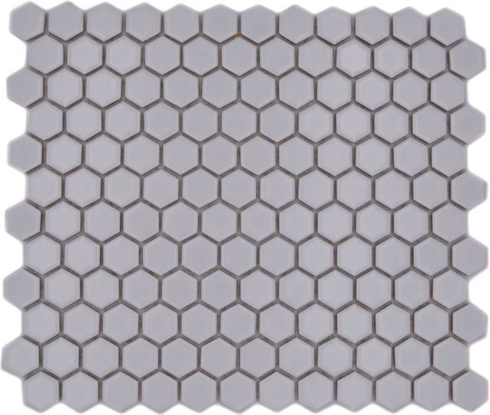 Mosaikfliesen matt Mosani Sechseck Keramik Wand Dusche Küche Mosaik weiß Fliese mini