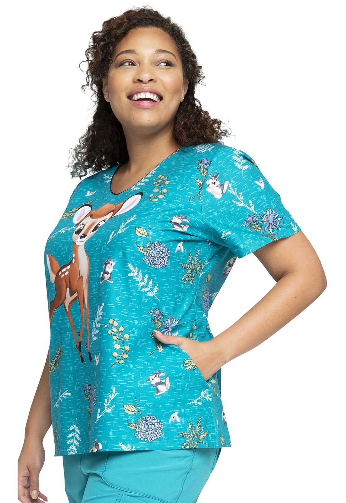 Cherokee Funktionsbluse Bunt bedruckter Damen Kasack "Bambi" Kasack mit Motiv – Bild 3 von 5