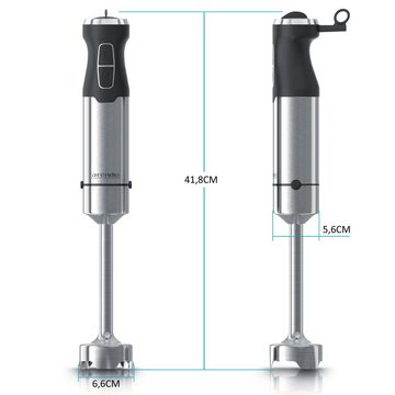 Arendo Stabmixer, 1000 W, Edelstahl Stabmixer Pürierstab - Handmixer - stufenlose Regelung