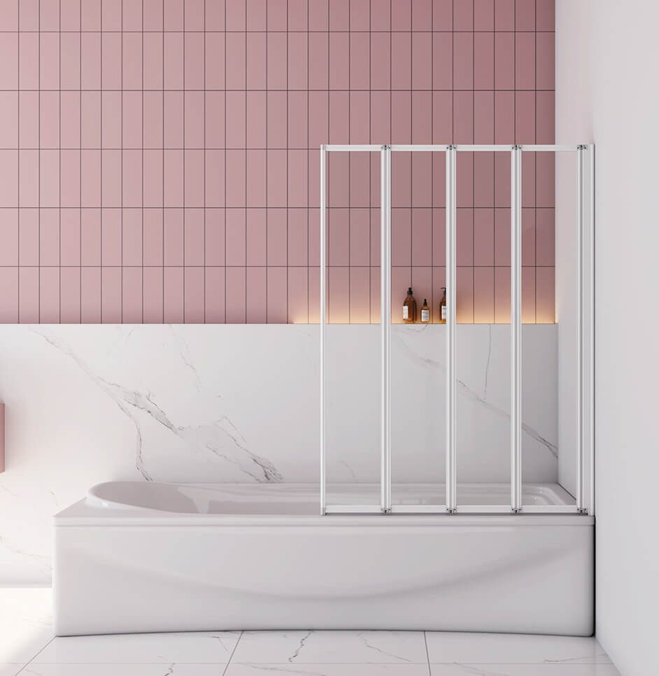 AICA Badewannenaufsatz 3, 4, 5-teilig Faltwand Aufsatz Duschwand Badewanne Duschabtrennung, Einscheibensicherheitsglas,Sicherheitsglas, (4 tlg), mit Antikalk- Versiegelung, Badewanneninstallation