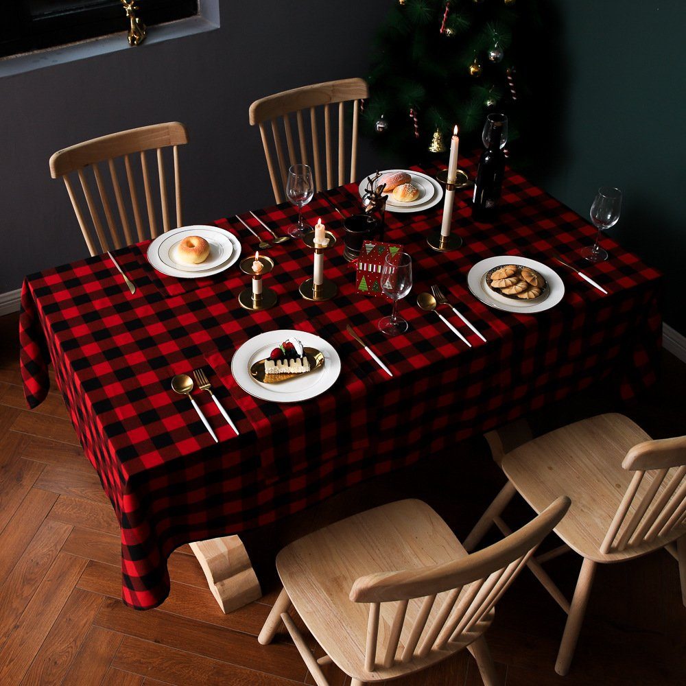 Rechteckige FELIXLEO Tischdecke Party für Tischdecke karierte Tischdekoration Weihnachten