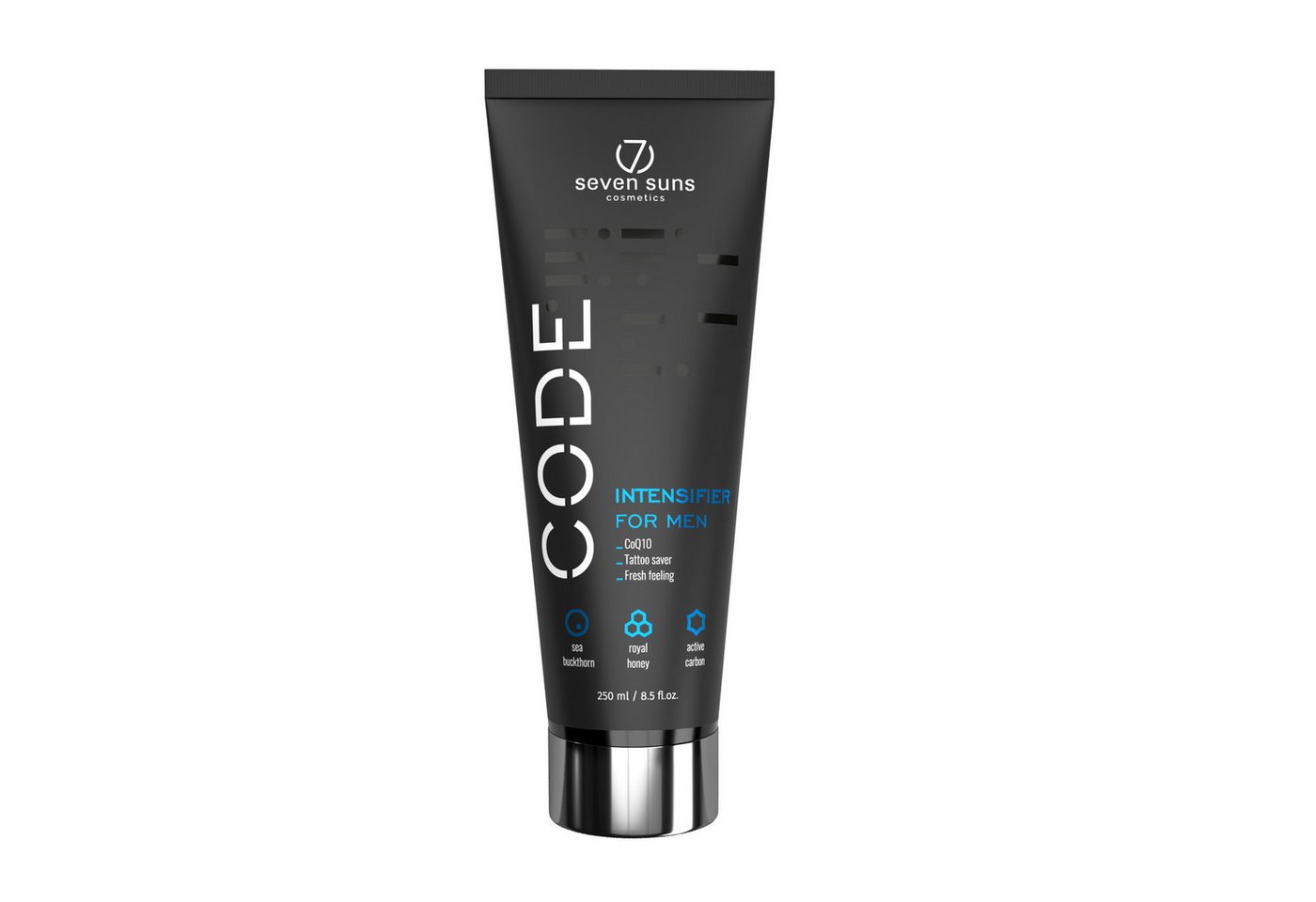 7Suns Selbstbräunungslotion CODE Intensifier for men, mit Aktivohle, zieht schnell ein, für männer