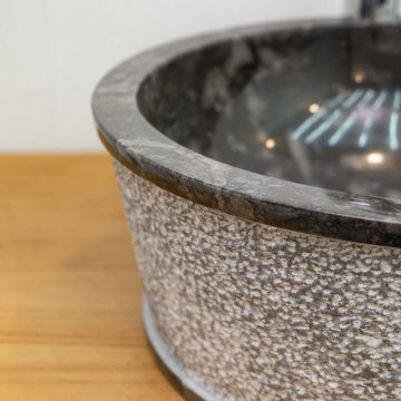 wohnfreuden Aufsatzwaschbecken Marmor-Waschbecken schwarz 40 cm (Kein Set), 8_421