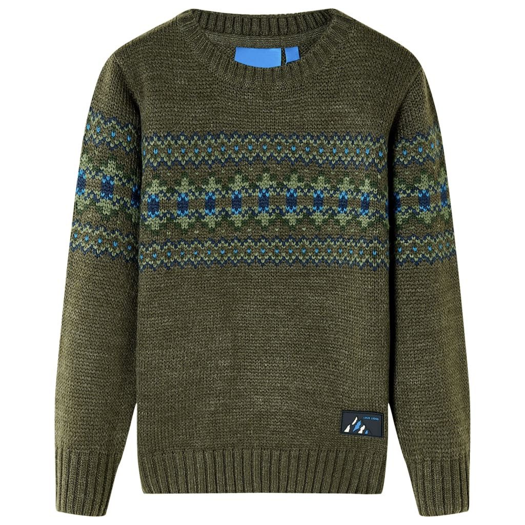 vidaXL Rundhalspullover Kinderpullover Gestrickt Khaki 128