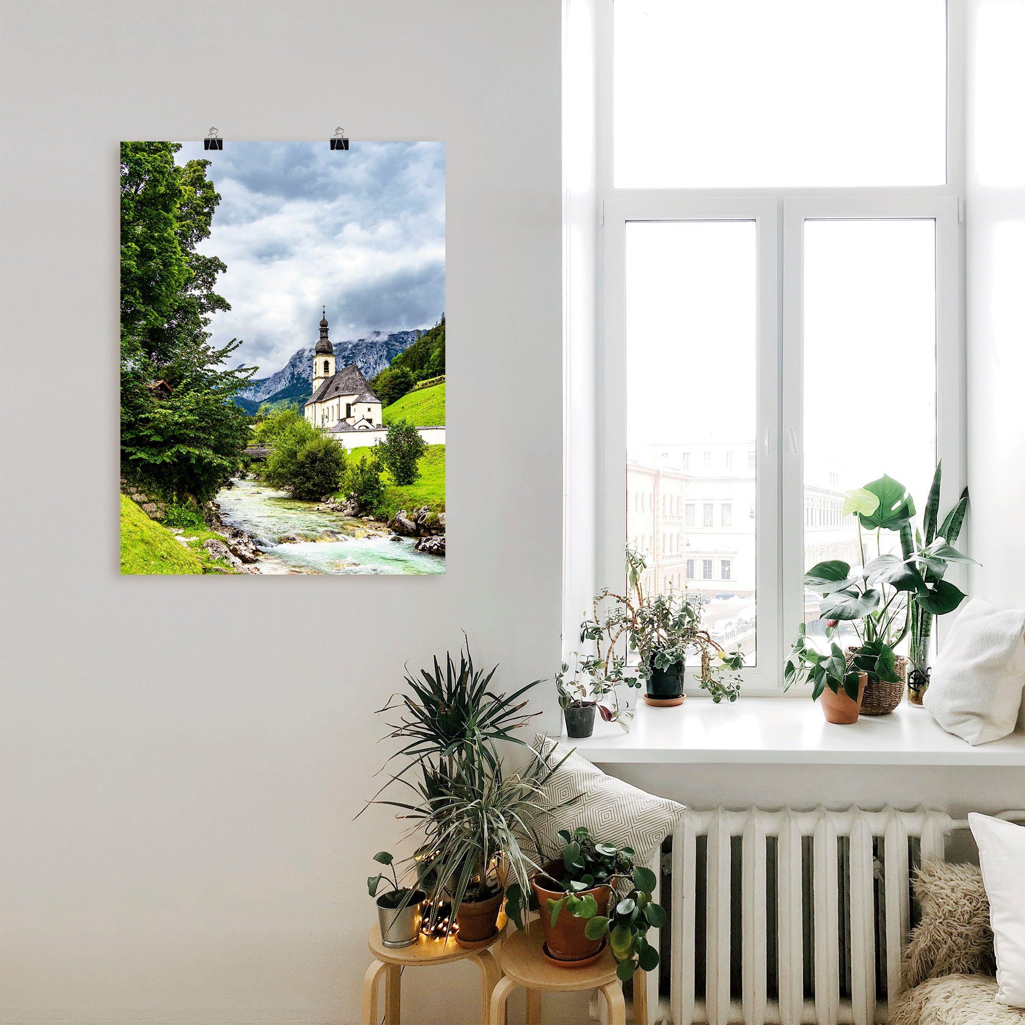 Leinwandbild, Berge oder Alubild, Sebastian Wandaufkleber Artland Pfarrkirche in Poster & St), Größen (1 als Sankt Alpenbilder in versch. Wandbild Ramsau,