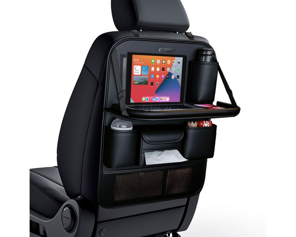 TECH PROTECT Rücksitzorganizer UCA100, Auto-Organizer mit ausklappbarer Tablet- und Laptop-Ablage
