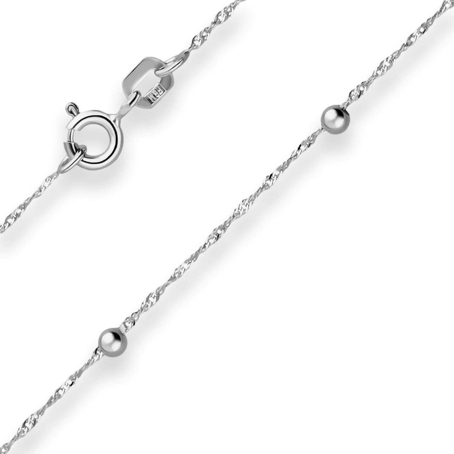 Schmuck Krone Goldarmband 1mm Armband Kügelchen aus 585 Weißgold 19cm mit Zwischenöse, Gold 585