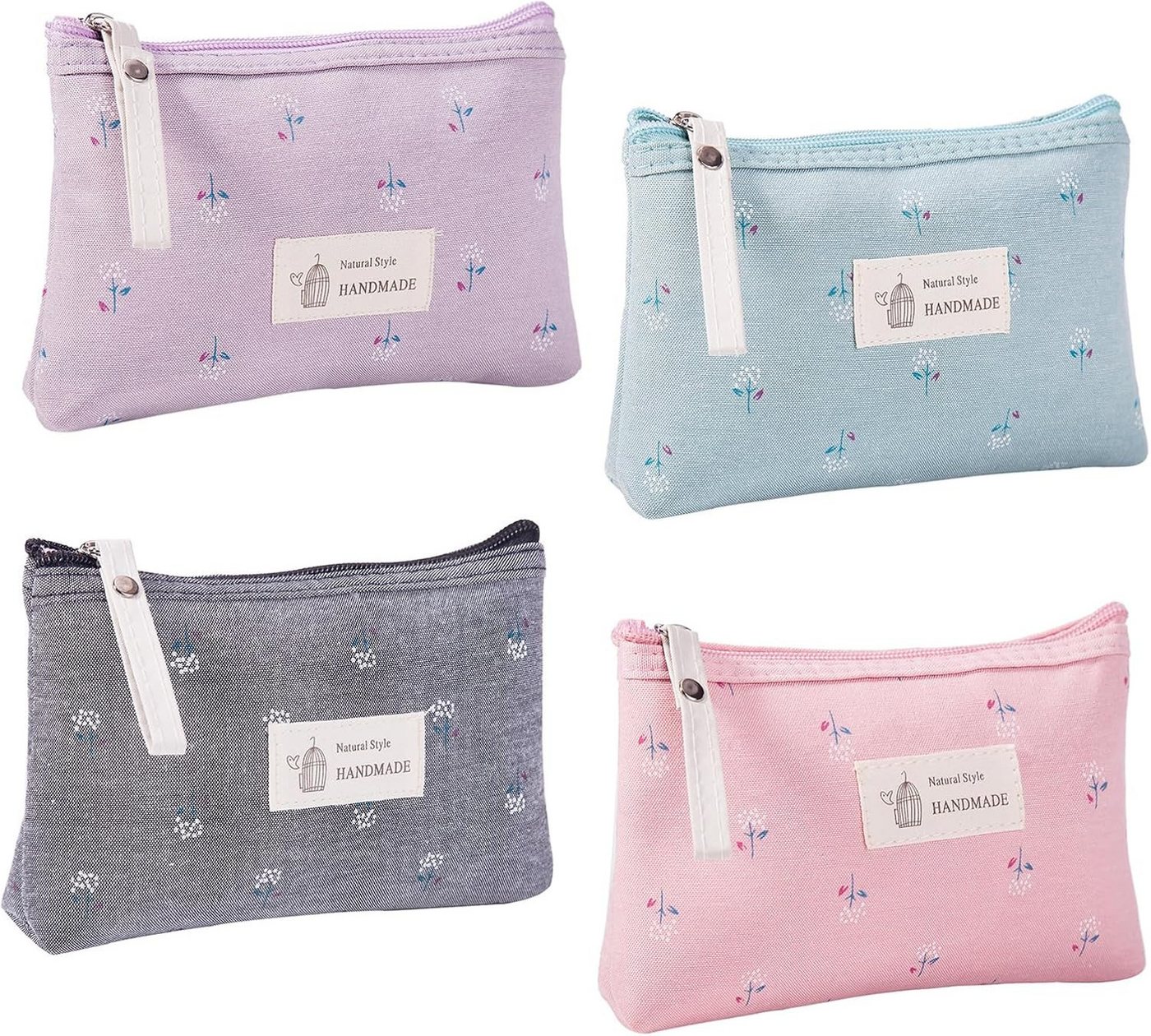 Zaewry Kosmetiktasche 4 Stück Reise Kosmetiktasche aus Segeltuch Kleine Make-up-Taschen (Multifunktionale Tragbare Makeup Tasche Kulturbeutel, 4-tlg), Kosmetikzubehör-Organizer,Münztasche für Mädchen ideal als Geschenk
