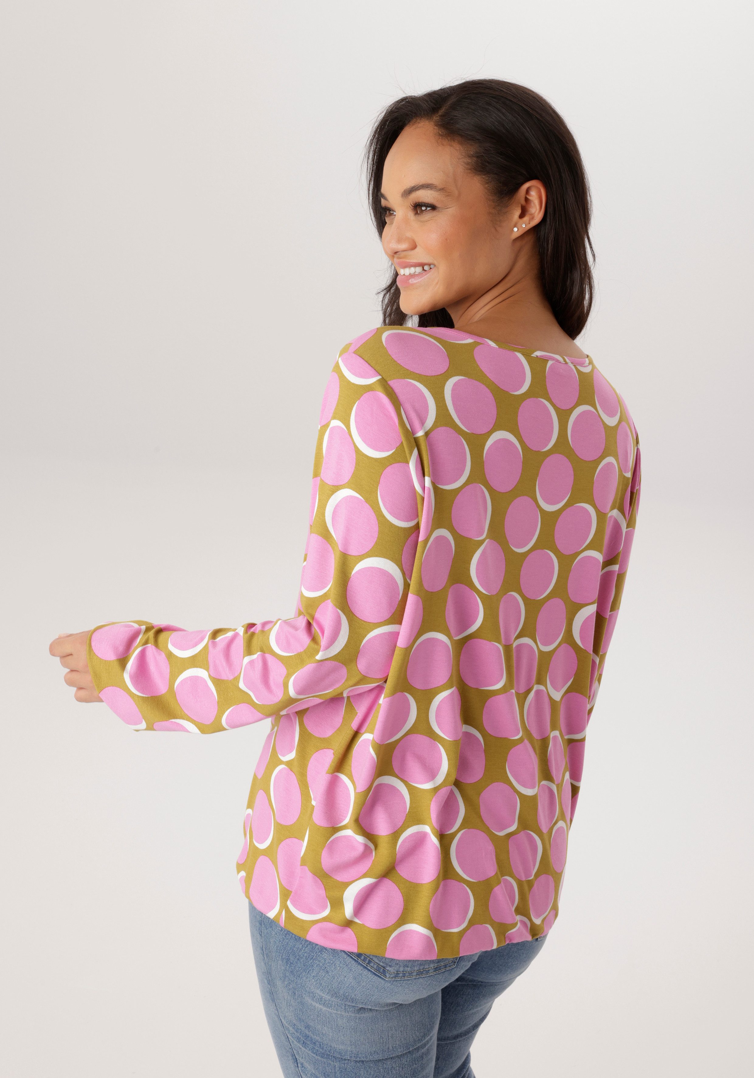 Aniston PLUS Langarmshirt mit großflächiger Druck - NEUE KOLLEKTION günstig online kaufen