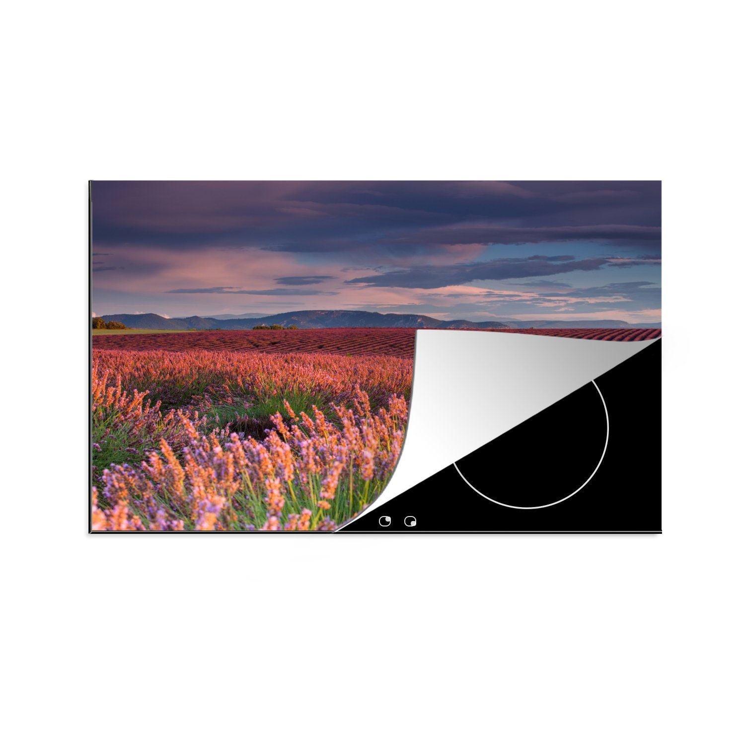 Lavendel Herdblende-/Abdeckplatte Frankreich küche, tlg), MuchoWow (1 81x52 Ceranfeldabdeckung für - cm, Luft, Schutz - Vinyl, die Induktionskochfeld