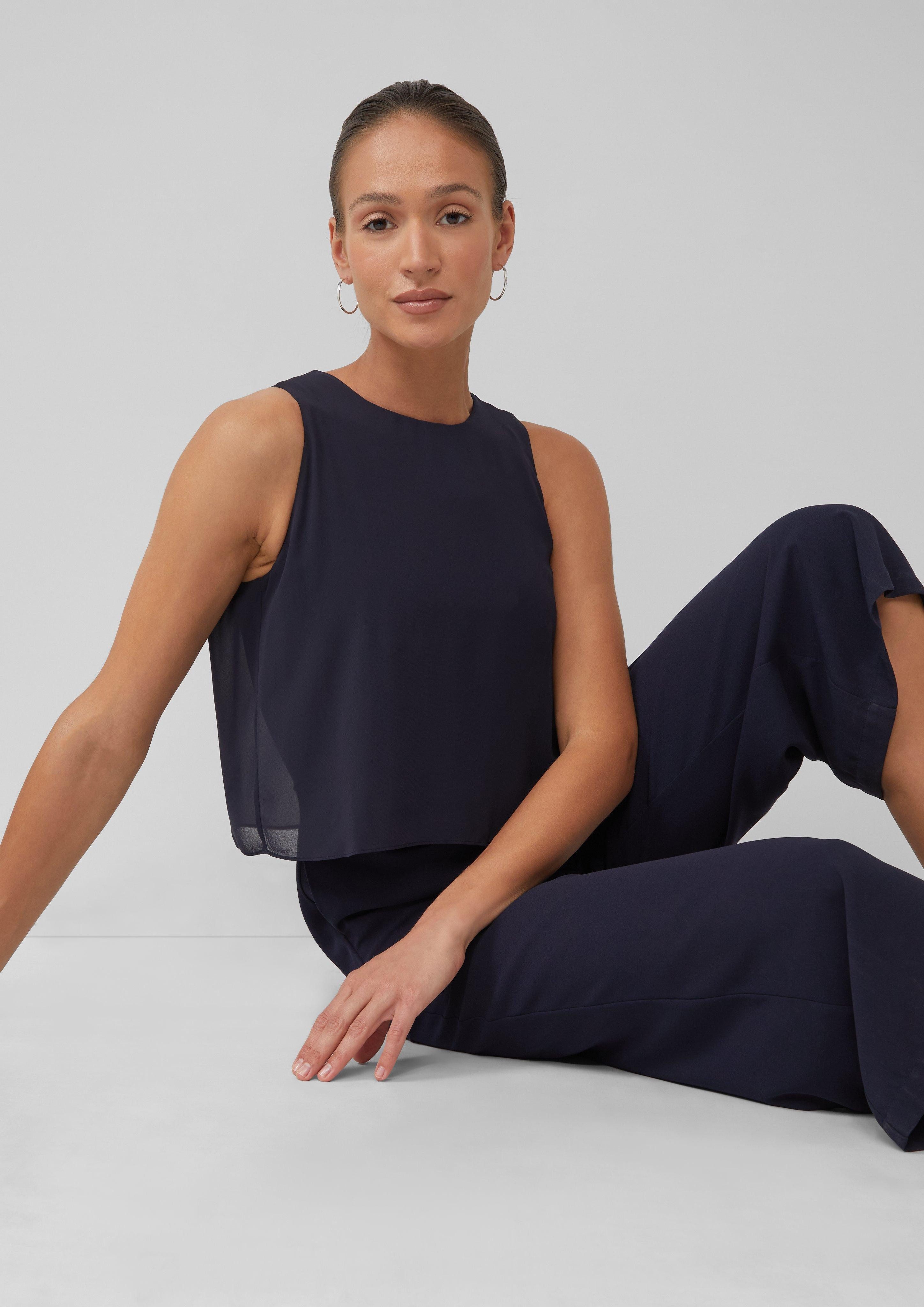 s.Oliver BLACK LABEL Overall Ärmelloser Jumpsuit mit Chiffon-Layer