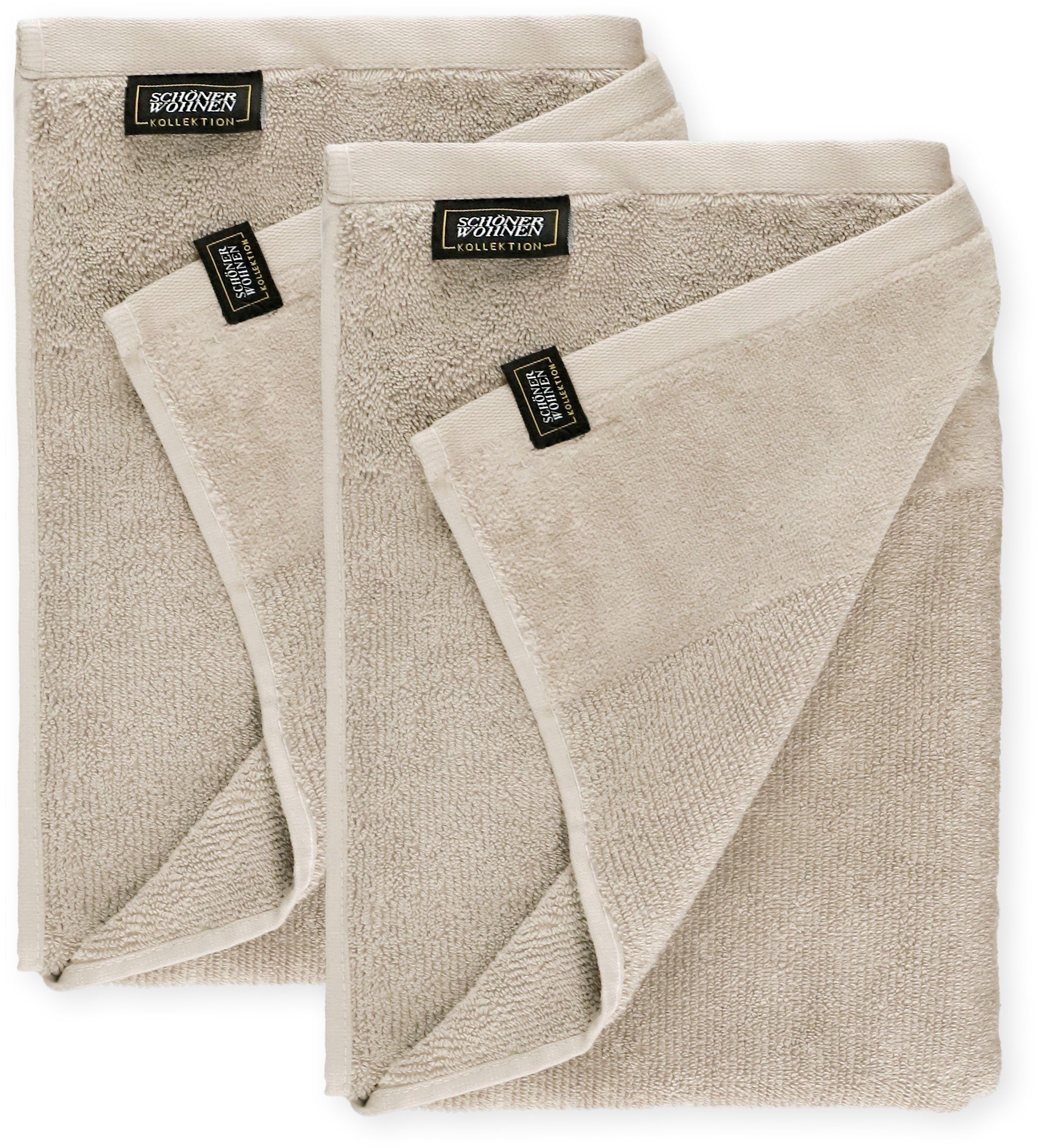 SCHÖNER WOHNEN-Kollektion Duschtücher Sense, Frottee (2-St), mit Velourborte, hautschmeichelnde Airtouch Qualität, super weich