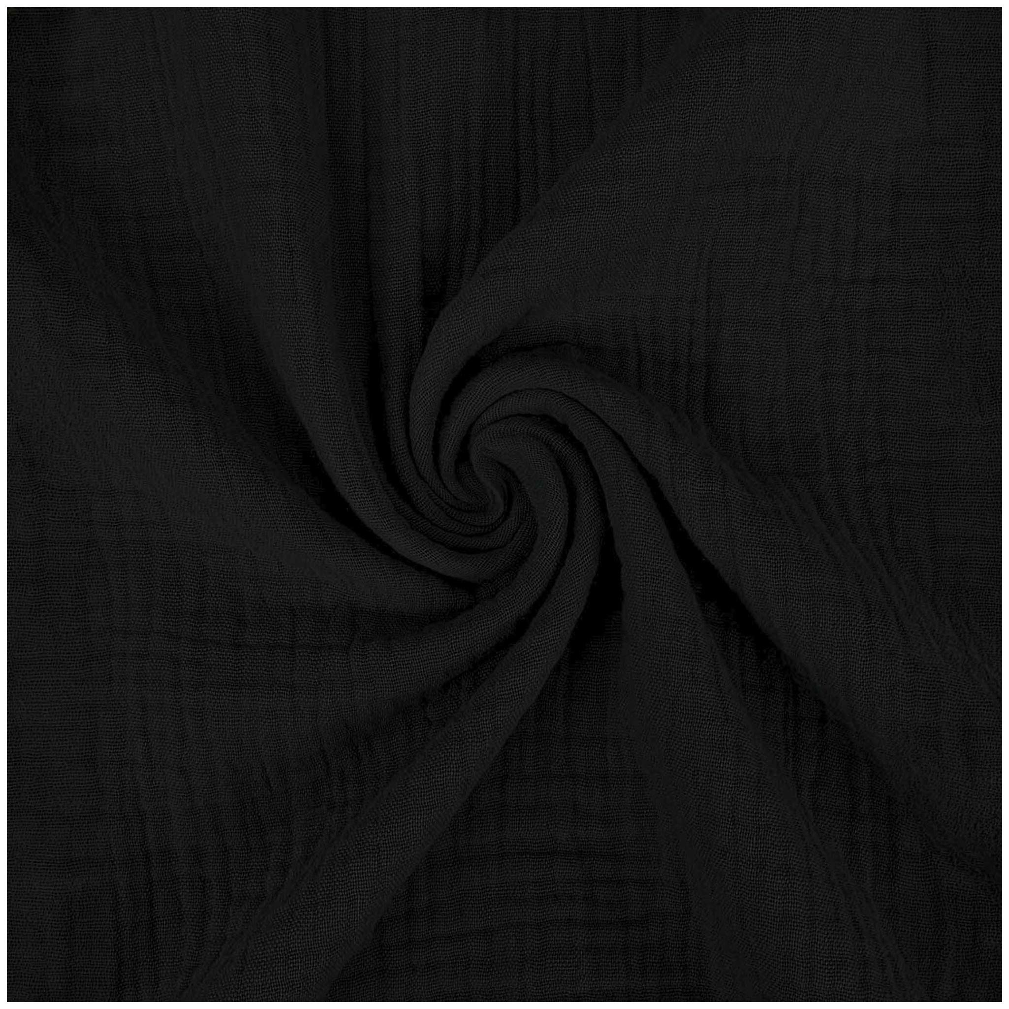 maDDma Stoff Musselin Stoff XXL 1/2 Meterware 280 cm breit Double Gauze Baumwolle, schwarz
