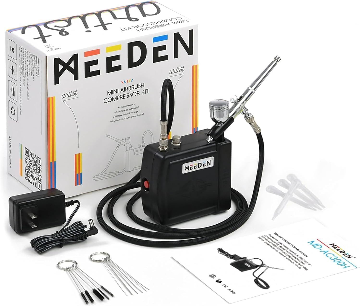 MEEDEN Airbrush-Kompressor MEEDEN Airbrush Kompressor Dual-Action Air Pistole 1,8m Luftschlauch