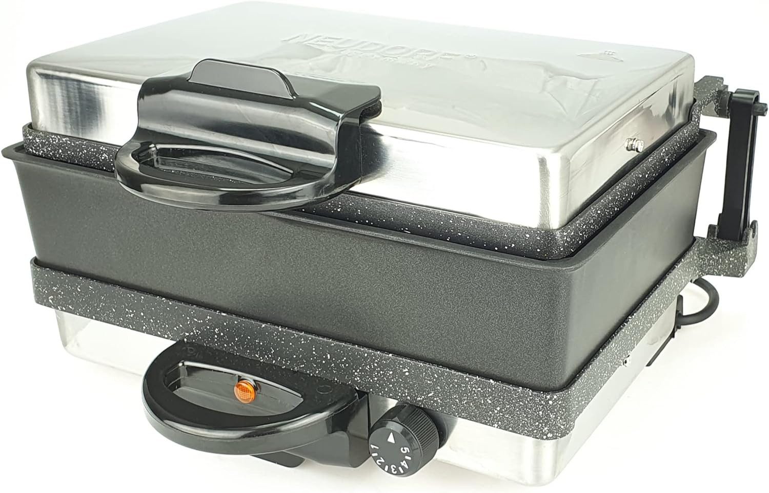 Neudorf Kontaktgrill Granit mit Kasserolle, 2000,00 W, 180° aufklappbar - doppelte Grillfläche; Grillplatte höhenverstellbar
