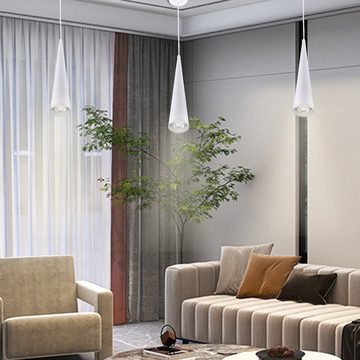 DTC GmbH LED Pendelleuchte,Hängelampe Esstisch Schwarz/Weiß, Lange konische Kronleuchter,Küche Esszimmer Schlafzimmer Bar Zähler