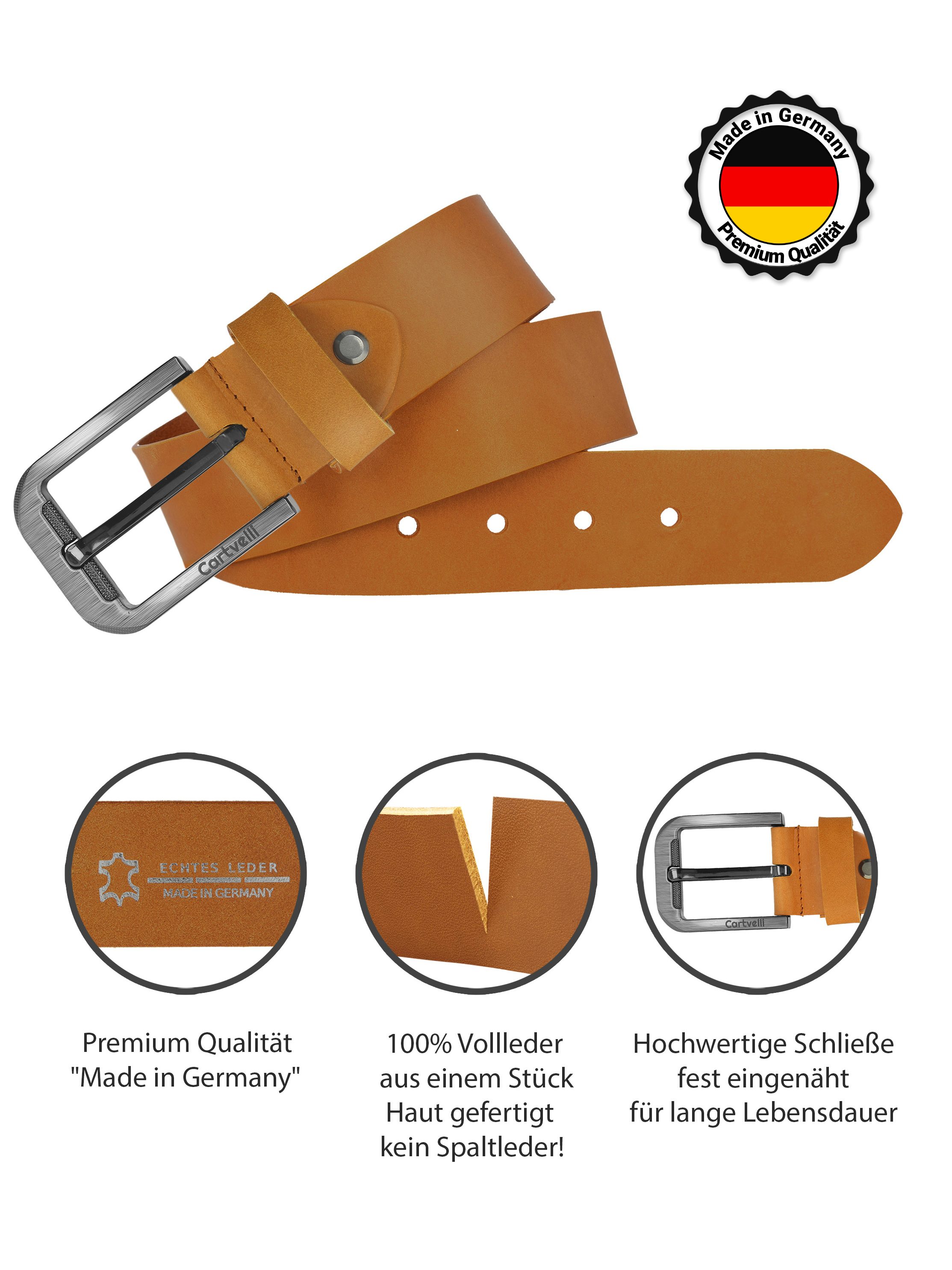 Cartvelli Ledergürtel Premium Ledergürtel 40mm Herren Made in Germany inkl. Geschenkbox Vollleder, robust, reißfest, langlebig, nickelfrei