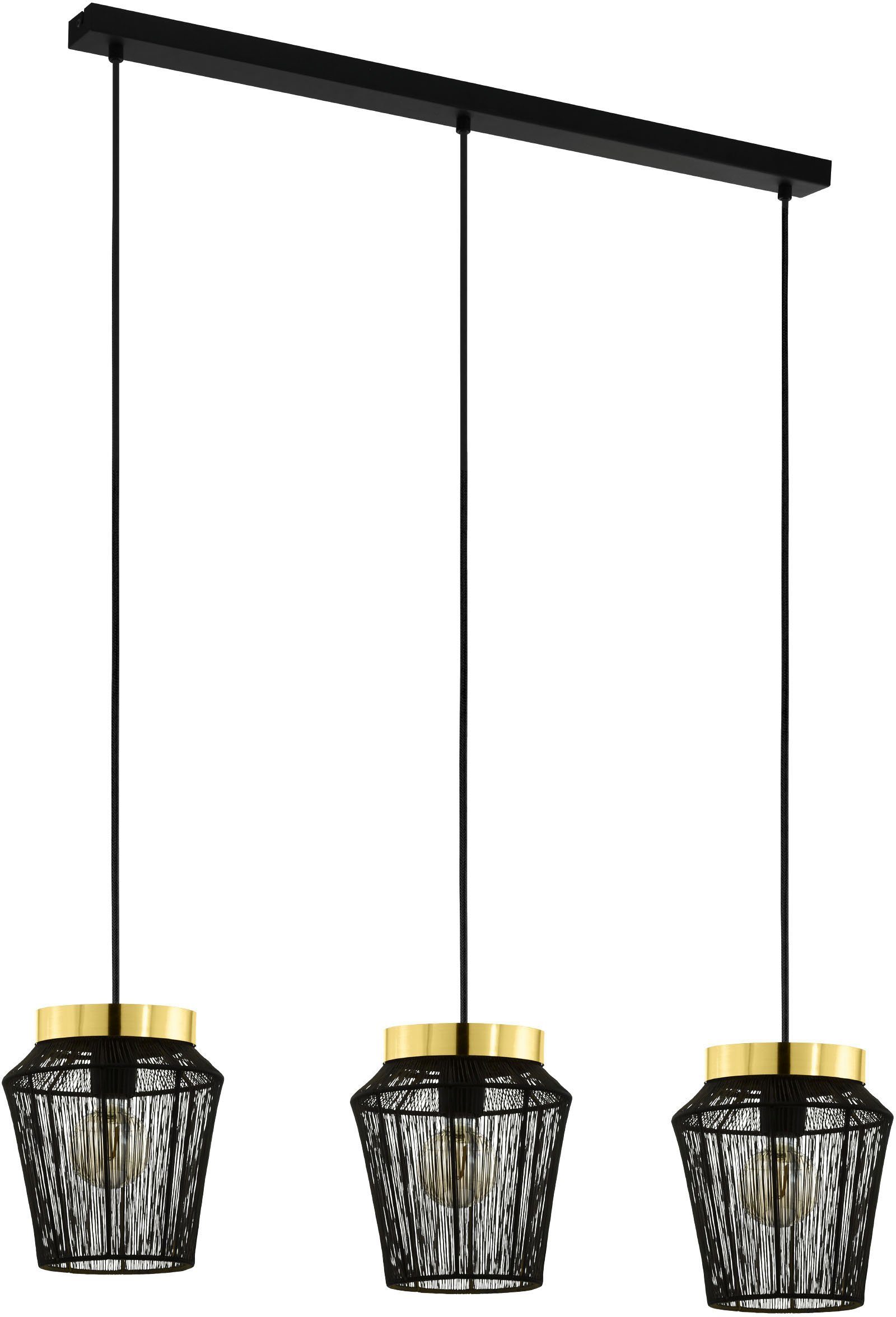 EGLO Hängeleuchte ESCANDIDOS, Leuchtmittel wechselbar, ohne Leuchtmittel, Hängeleuchte in schwarz und messing aus Stahl - exkl. E27 - 40W | Pendelleuchten