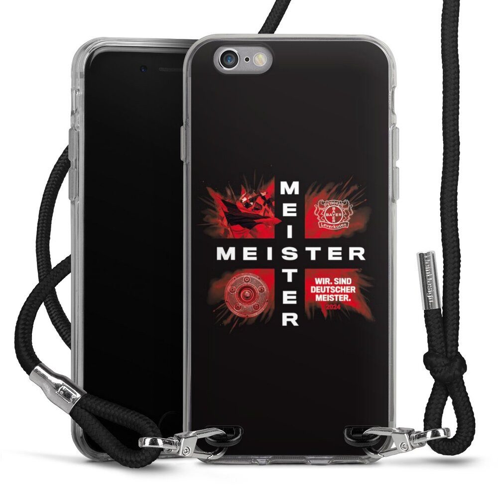 DeinDesign Handyhülle Bayer 04 Leverkusen Meister Offizielles Lizenzprodukt, Apple iPhone 6s Handykette Hülle mit Band Case zum Umhängen