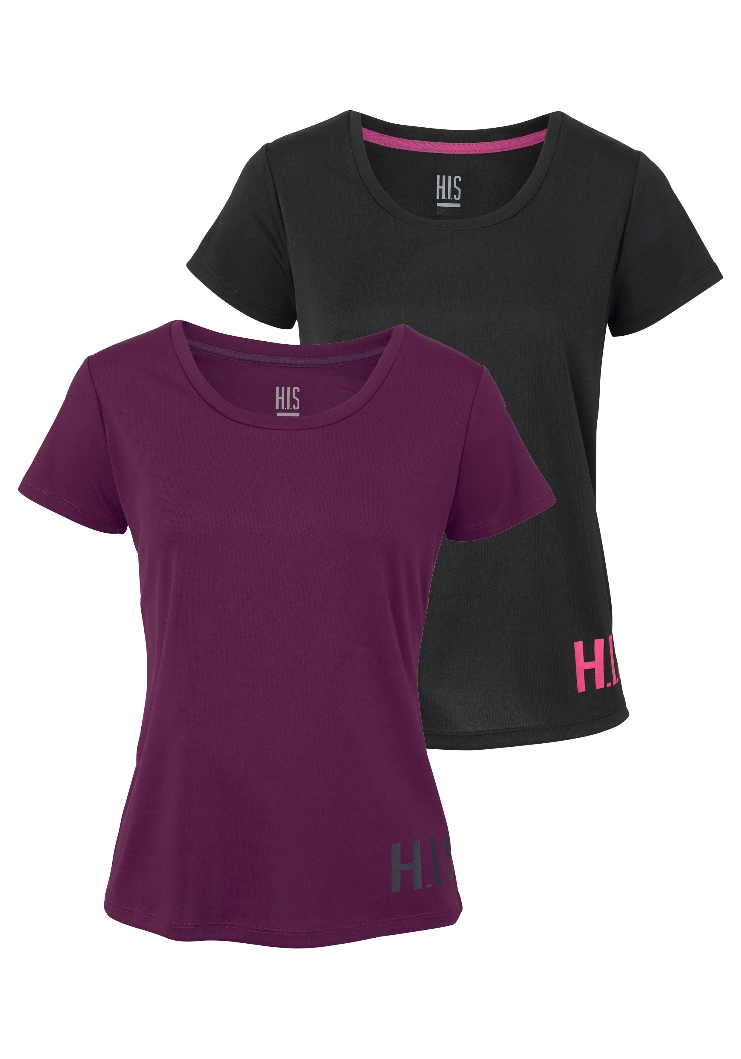 H.I.S Funktionsshirt (Spar-Set, 2er-Pack) figurbetonter Schnitt, sportlicher Look, mit trendigem Logodruck