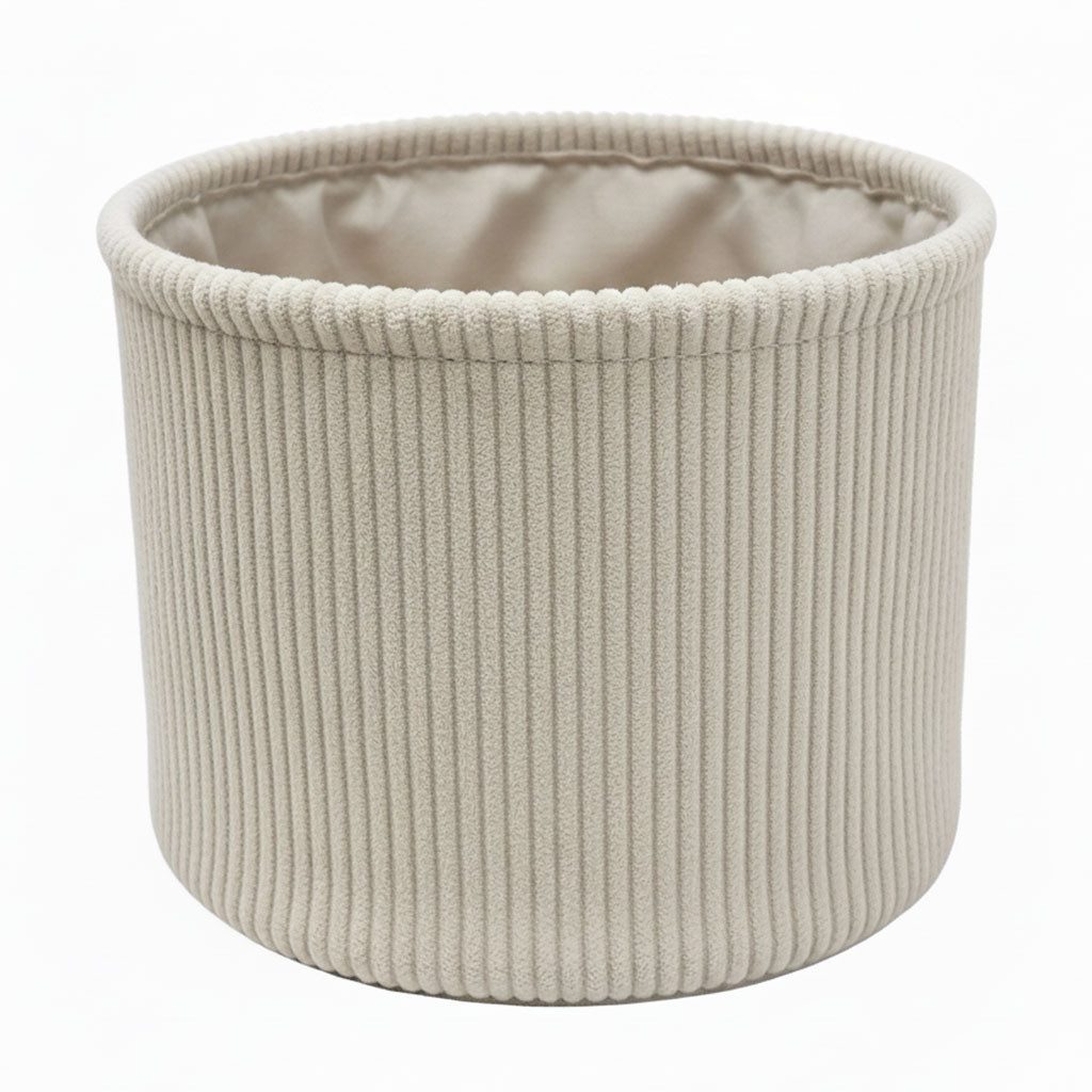 B&S Aufbewahrungskorb Korb / H 14 x Ø 19 cm / Rillenoptik / beige / Rund