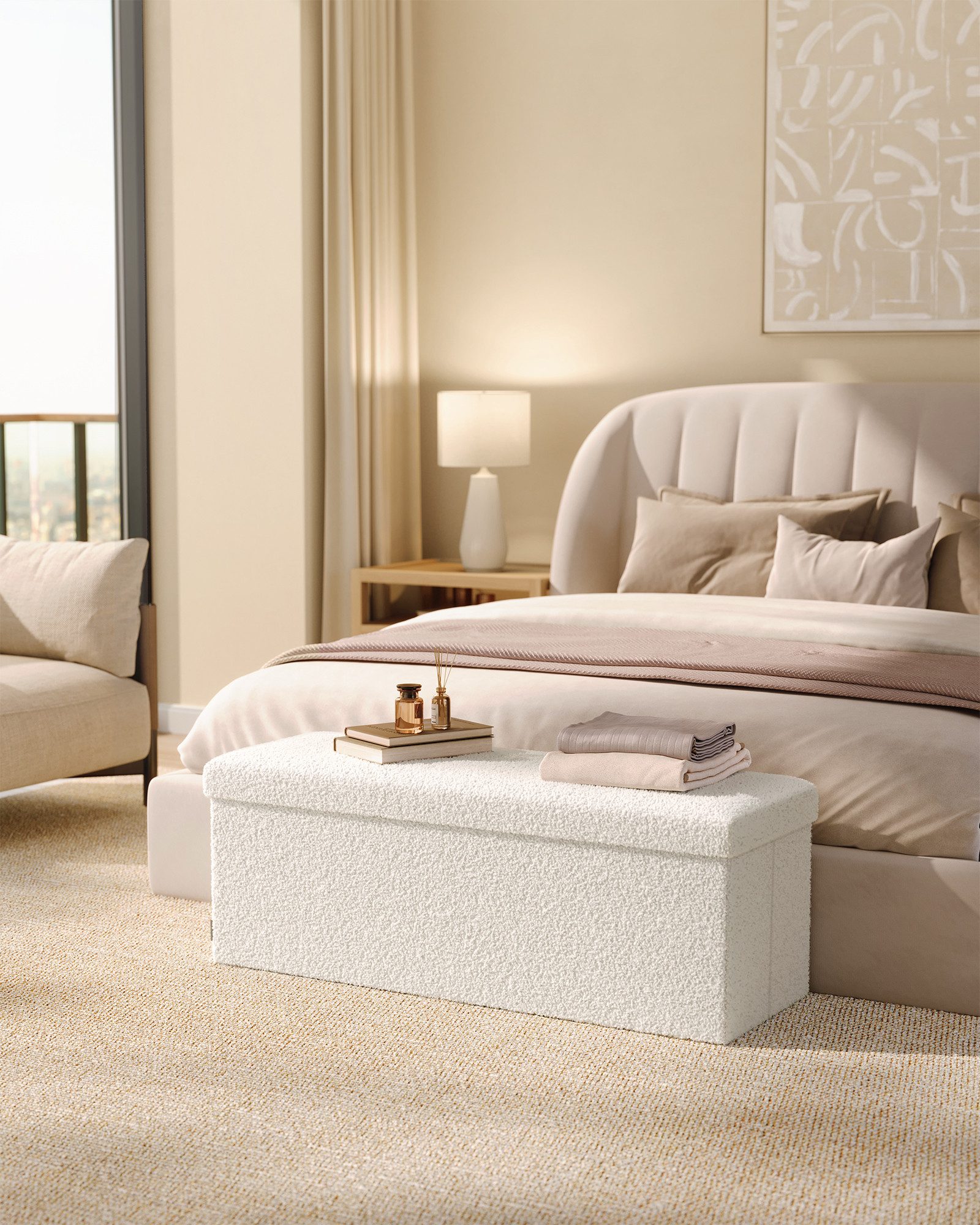 SONGMICS Sitzbank, mit Stauraum, faltbarer Sitzhocker, 38 x 11 x 38 cm bis günstig online kaufen