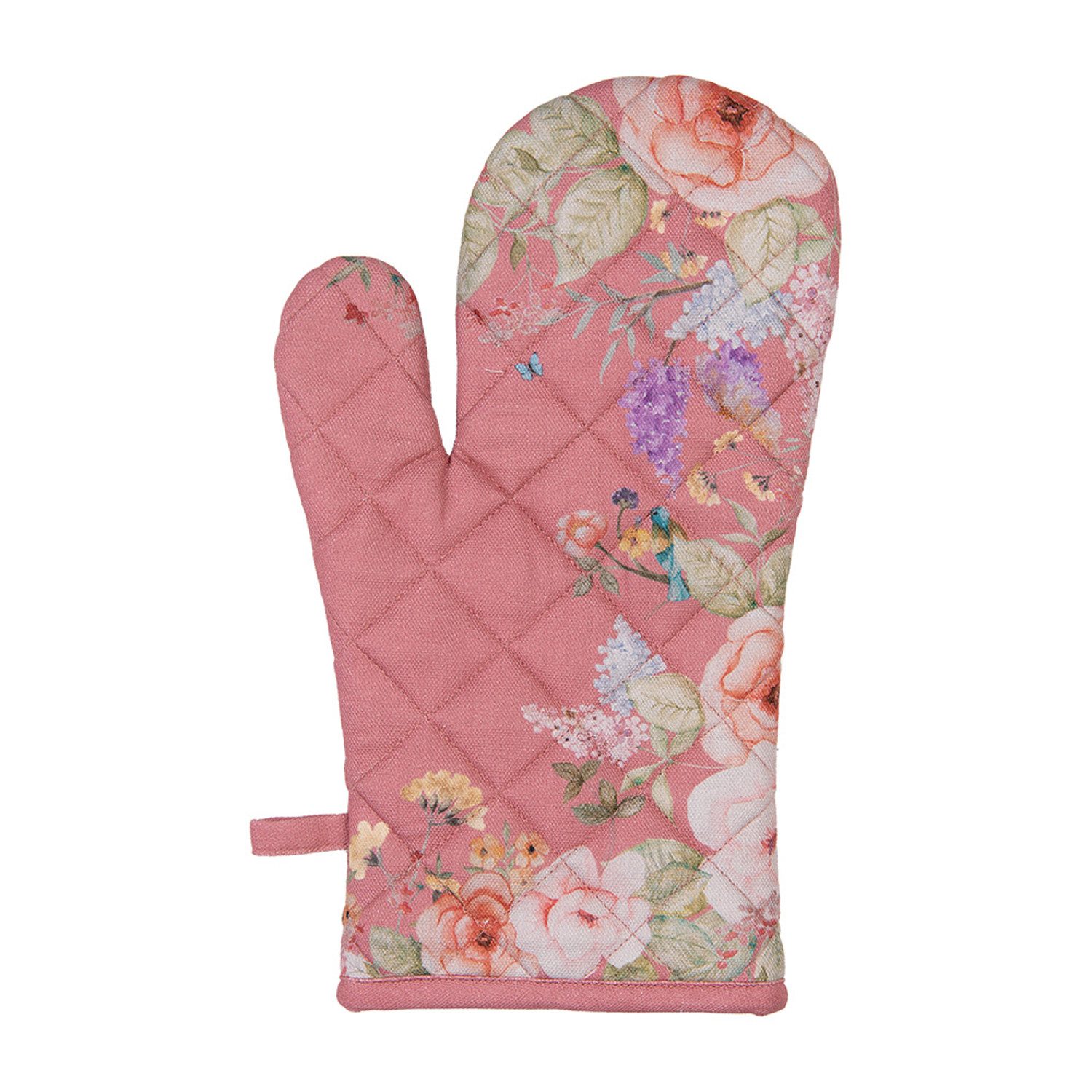 Clayre & Eef Topfhandschuhe Floral Fiesta, (2-tlg., 2-teilig), Ofenhandschuhe wattiert Größe: ca.18x30cm