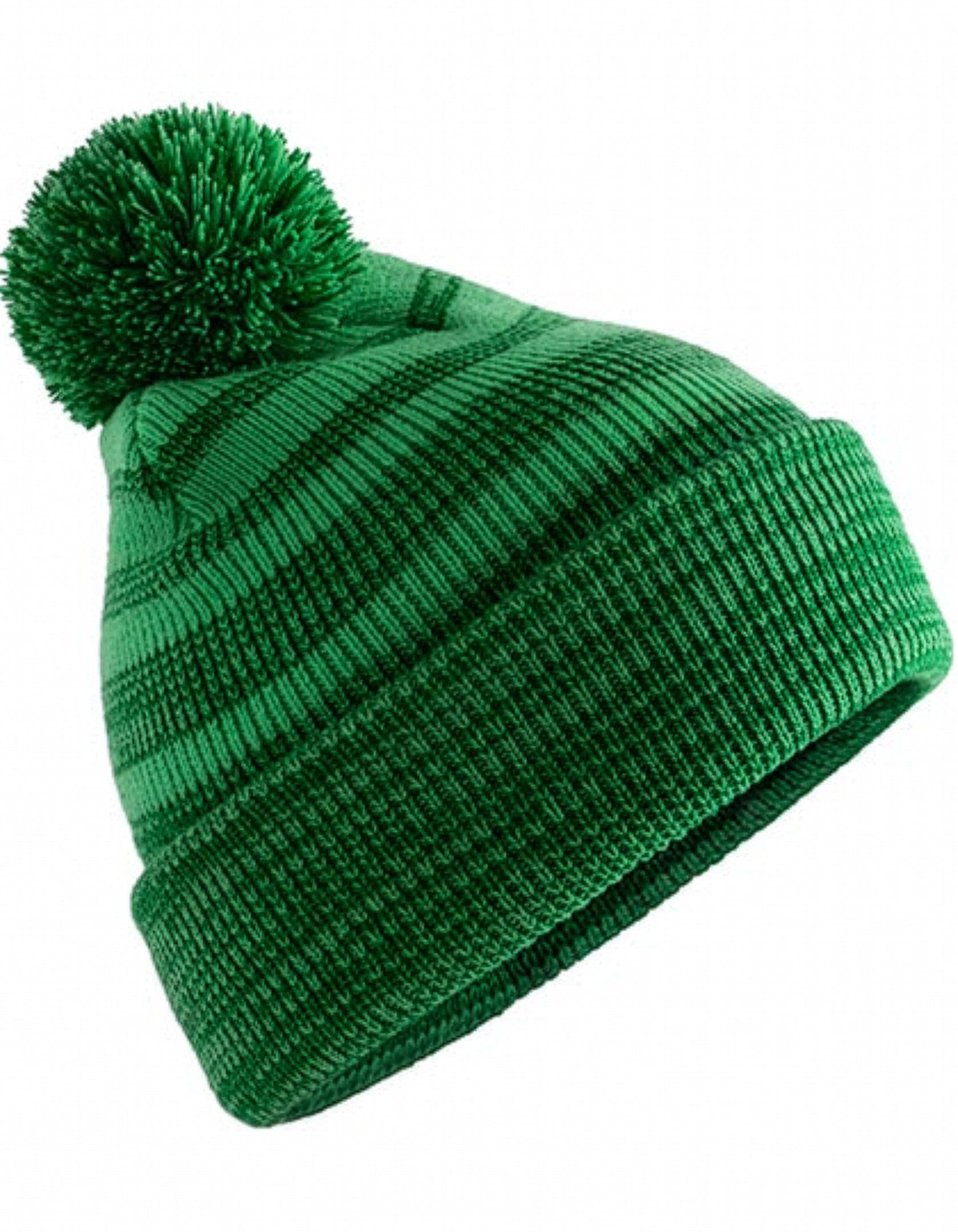Beechfield® Bommelmütze Damen Strickmütze/ Mütze / Wintermütze mit breitem Umschlag Zweilagiger Strick