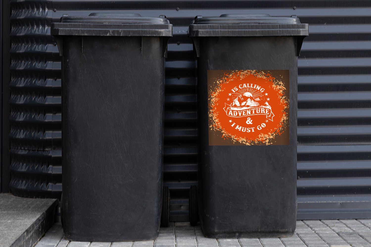 MuchoWow Wandsticker Berg Container, Mülltonne, Jahrgang - Sonne St), Sticker, Abfalbehälter - Mülleimer-aufkleber, (1