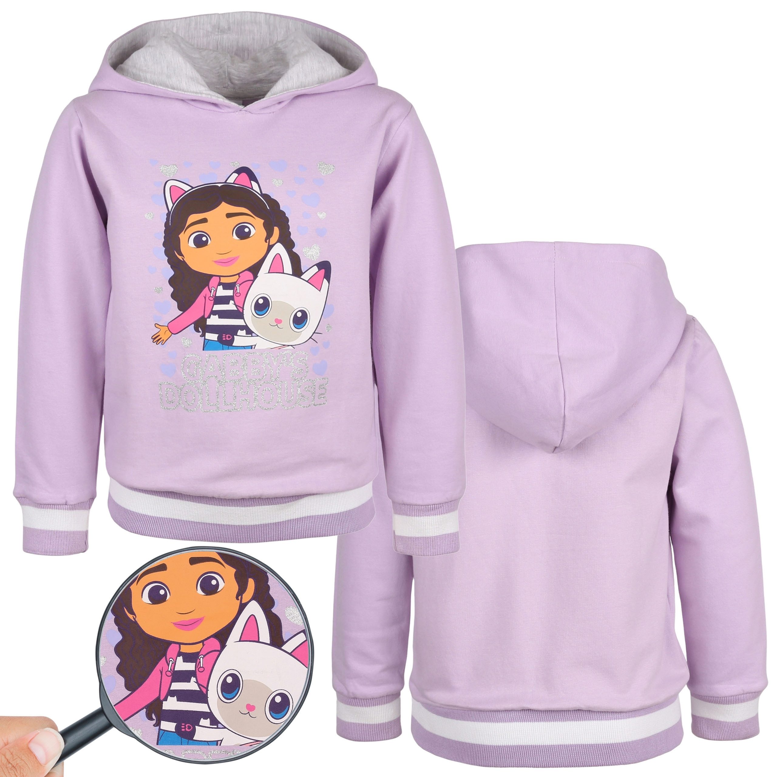 Kapuzensweatshirt Gabby's Dollhouse Lila Mädchen Kapuzensweatshirt, Baumwolle 8 Jahre