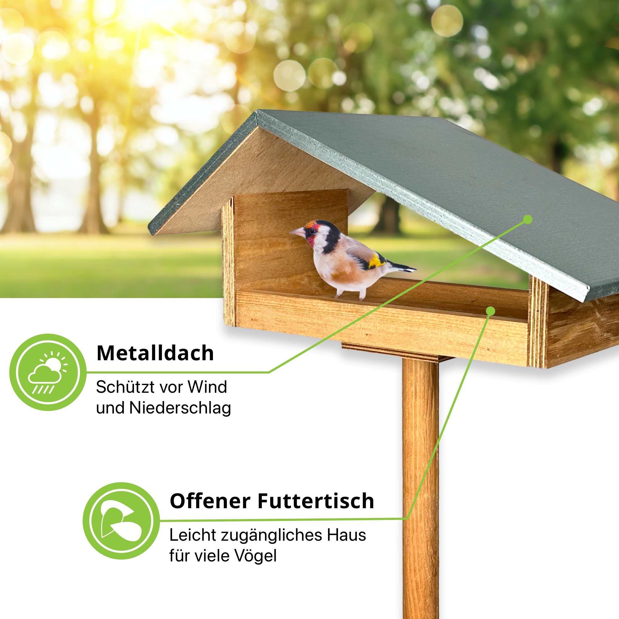 gartenetage Vogelhaus Design-Vogelfutterhaus mit wetterfestem Metalldach/in günstig online kaufen