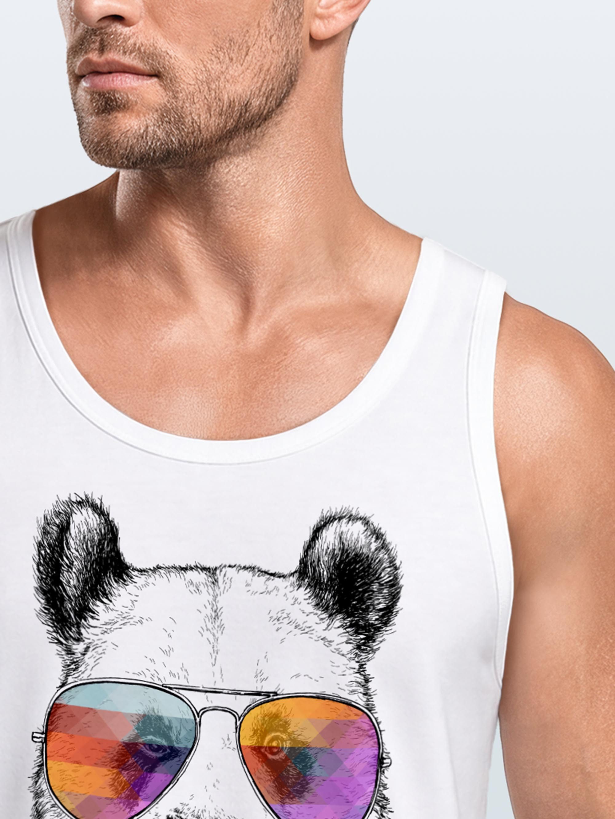 Neverless Tanktop Herren Tank-Top Panda Bär Aufdruck Tiermotiv mit Sonnenbrille Fashion mit Print