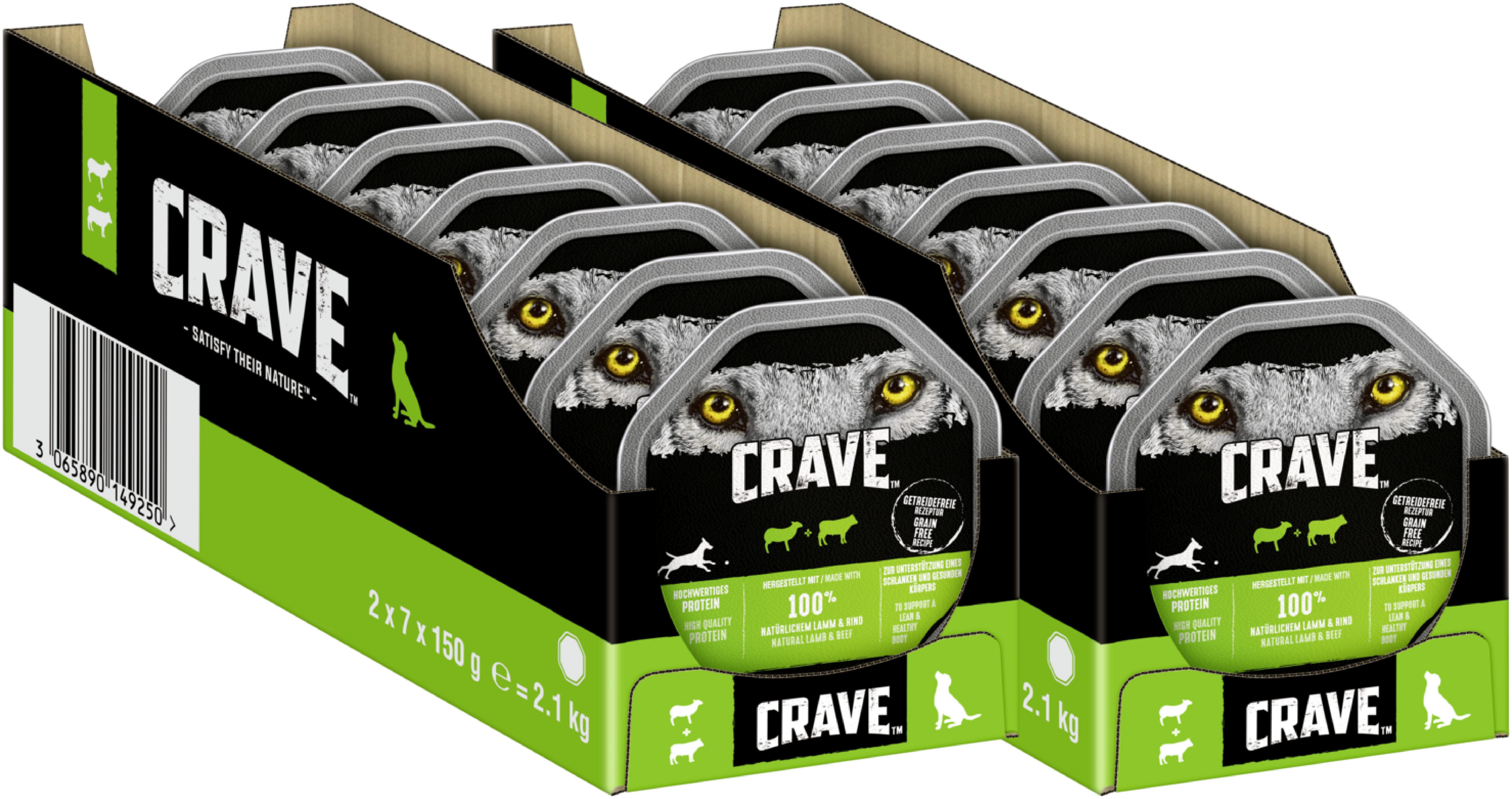 CRAVE CRAVE™ Hund Schale Pastete mit Lamm und Rind 14 x 150g, Nassfutter für: Hunde