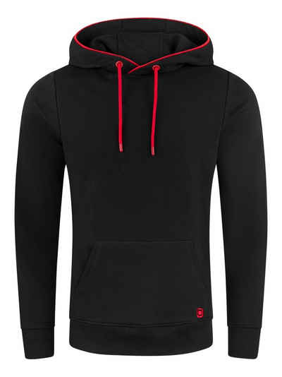 riverso Kapuzenpullover Herren Hoodie RIVEnno Regular Fit Longsleeve Sweatshirt mit Cross-Over-Kragen und Kängurutasche