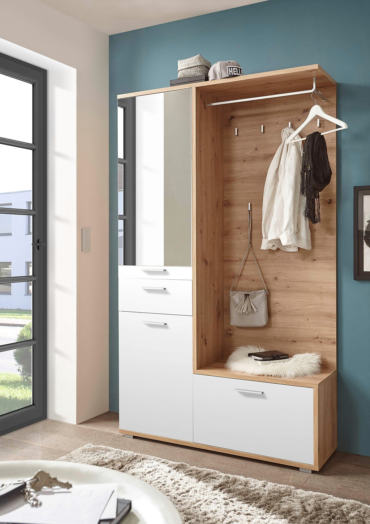 moebel-dich-auf Kompaktgarderobe ENTRY (Garderobenschrank + Paneel + Schuhs günstig online kaufen