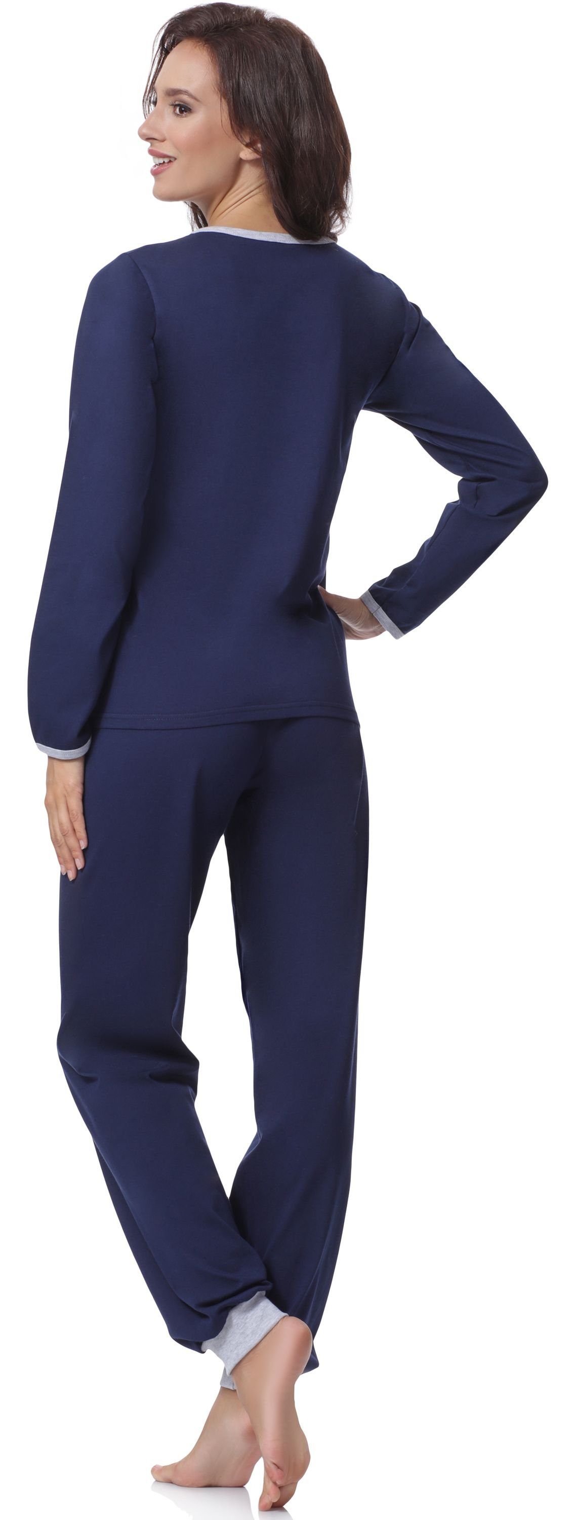 Merry Schlafanzug MSTR980 Schlafanzug Navy Style Damen