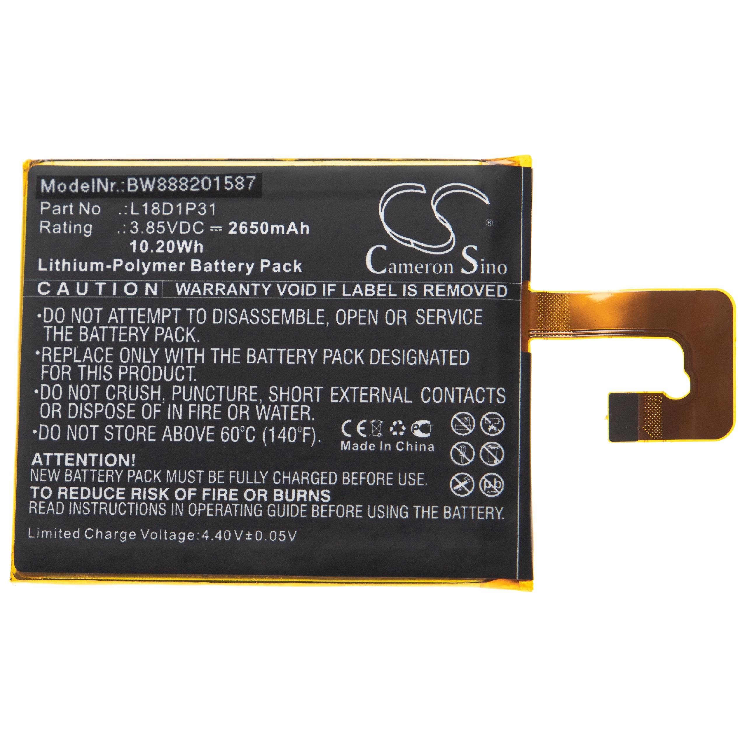 vhbw kompatibel mit Lenovo TB-7104F, TAB E7 Tablet-Akku Li-Polymer 2650 mAh (3,85 V)