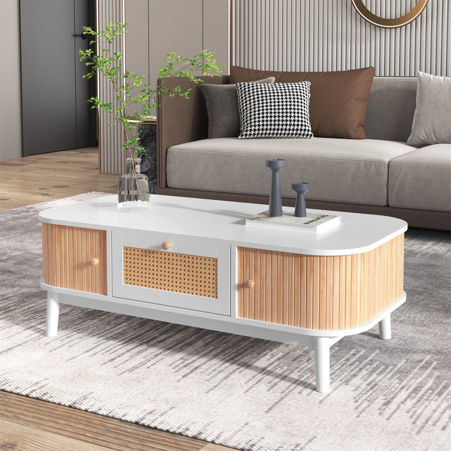 autolock Couchtisch Couchtisch mit Rattan-Schubladen und günstig online kaufen