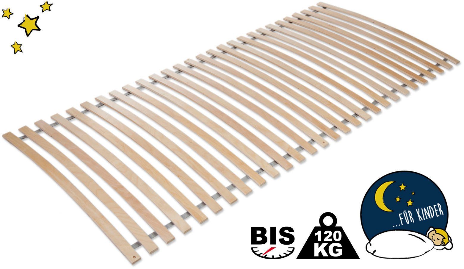 Rollrost Kid plus, 90x200, 140x200 cm und weiteren Größen, Lüttenhütt, Kopfteil nicht verstellbar, Fußteil nicht verstellbar, leichtes Handling, da gerollt und fertig montiert