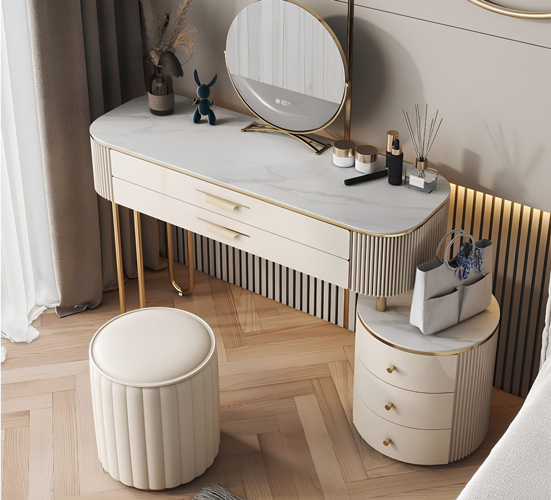 JVmoebel Schminktisch Weißer Schminktisch Designer Schlafzimmer Kosmetiktische (1-St., Nur Schminktisch), Made in Europa