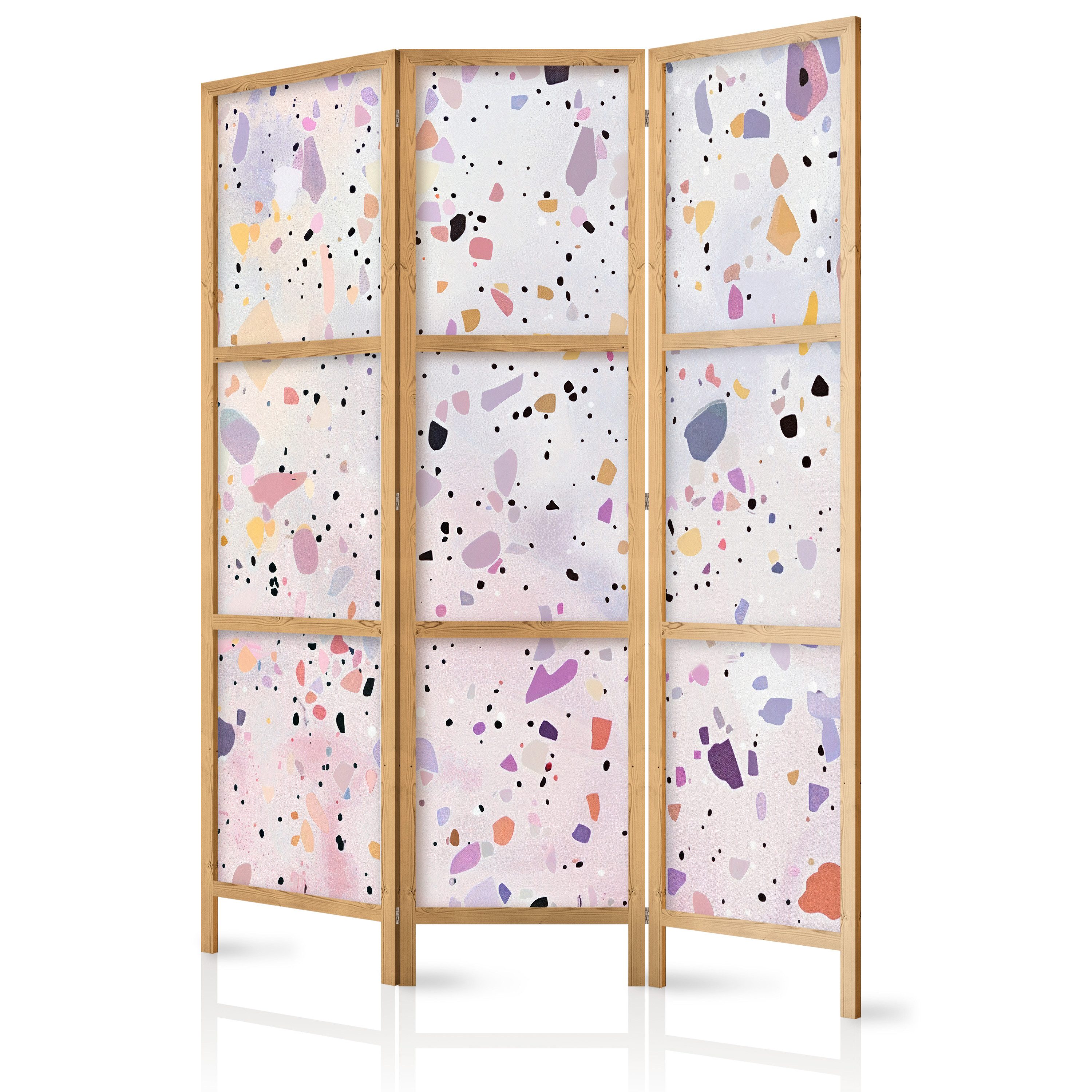 Muralo Paravent 3-teilig Japanischer Paravent klappbar Rosa Konfetti (Packung, 1 St., 135x172 cm), Für das Wohnzimmer, das Schlafzimmer