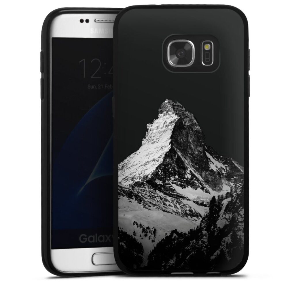 DeinDesign Handyhülle Berg Schnee Alpspitze Snow Capped Mountains Grayscale, Samsung Galaxy S7 Silikon Hülle Bumper Case Handy Schutzhülle