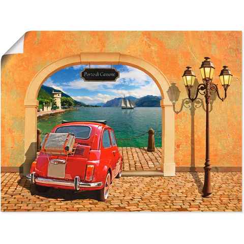 Artland Wandbild Kleiner italienischer Hafen, Auto (1 St), als Leinwandbild, Poster in verschied. Größen