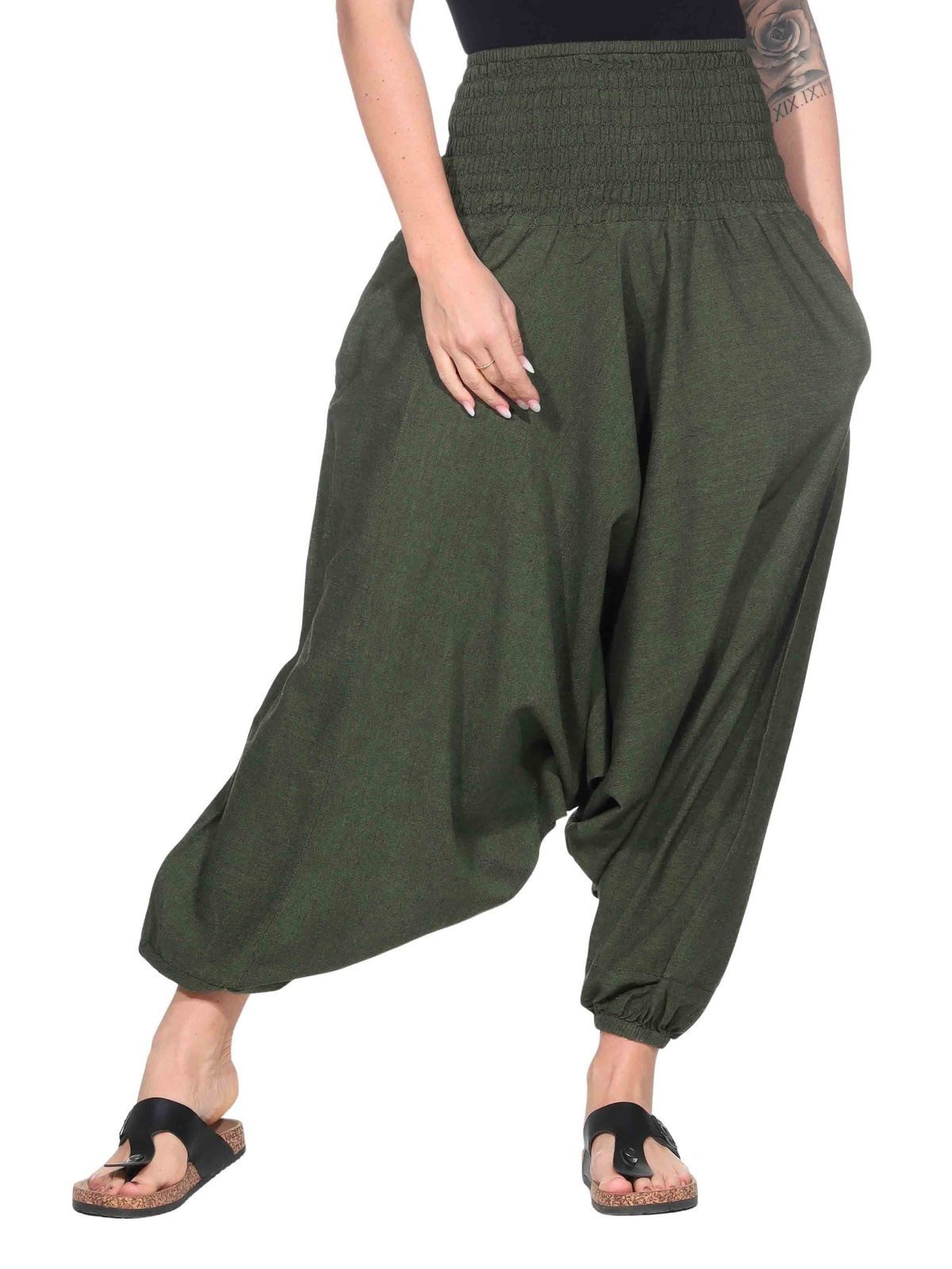 KUNST UND MAGIE Haremshose Unisex Orientalische Haremshose Pluderhose Pumphose Einheitsgröße