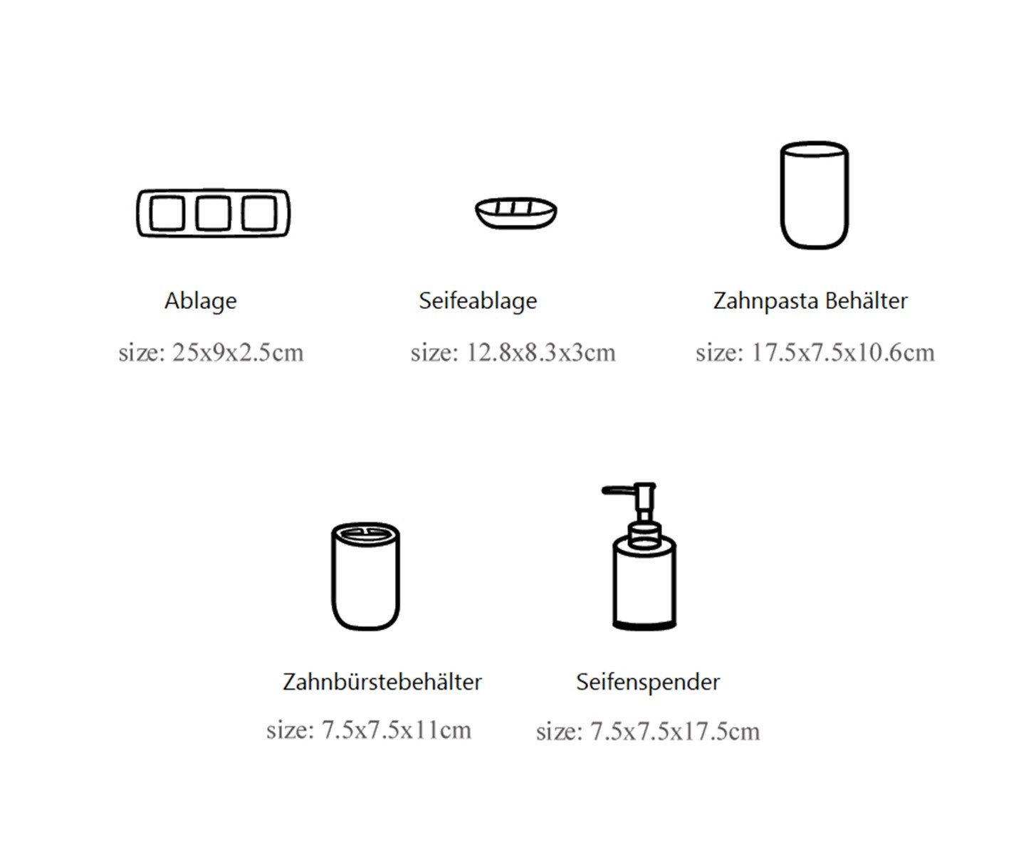 Cheffinger Badaccessoire-Set Badezimmer-Set 5-tlg – Modernes Zubehör für Bad & Gäste-WC, 5 tlg. – Bild 5 von 5