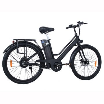 Docrooup E-Bike 26Zoll City Elektrofahrrad,36V10.4Ah Li-lon Akku, E Bike Damen Herren, 1 Gang, 250W Heckmotor, (Pedelec, Shimano Single Speed E bike, max. 25 km/h, Reichweite 35-55 km), für 160-190cm