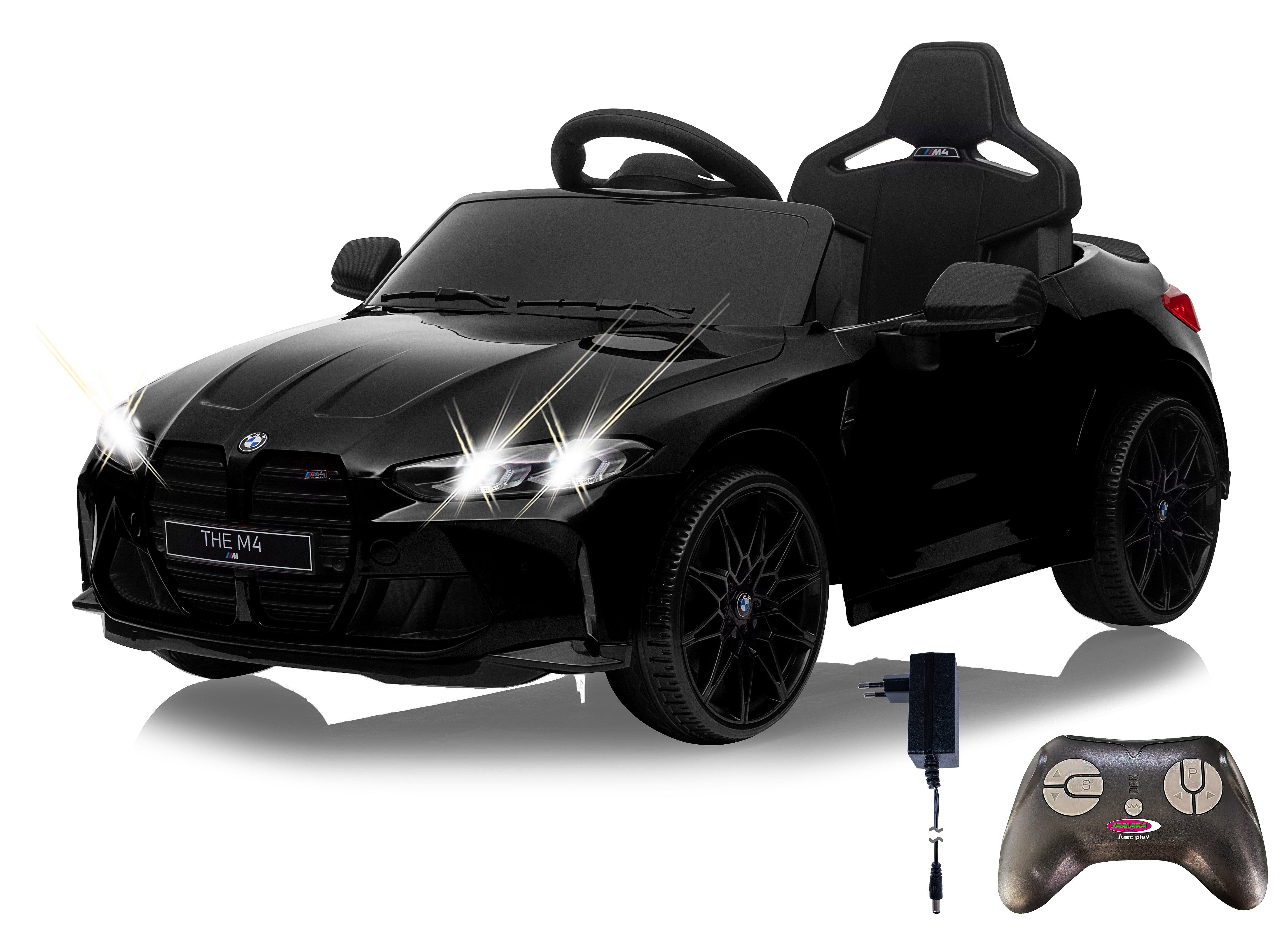 Jamara Elektro-Kinderauto Ride-on BMW M4 schwarz, 2,4GHz, Li-Power 12.6, Belastbarkeit 30 kg, mit Licht und Sound