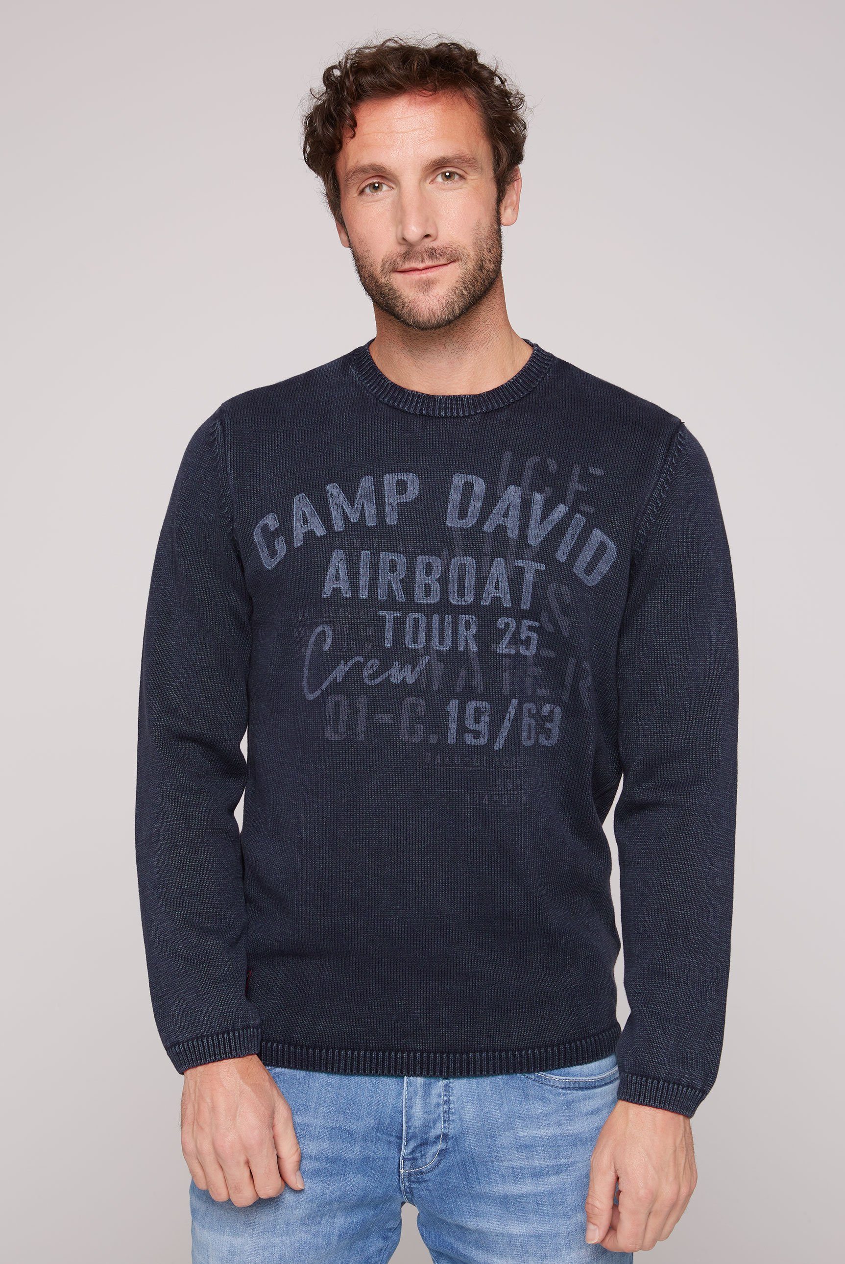 CAMP DAVID Rundhalspullover mit Logoprints