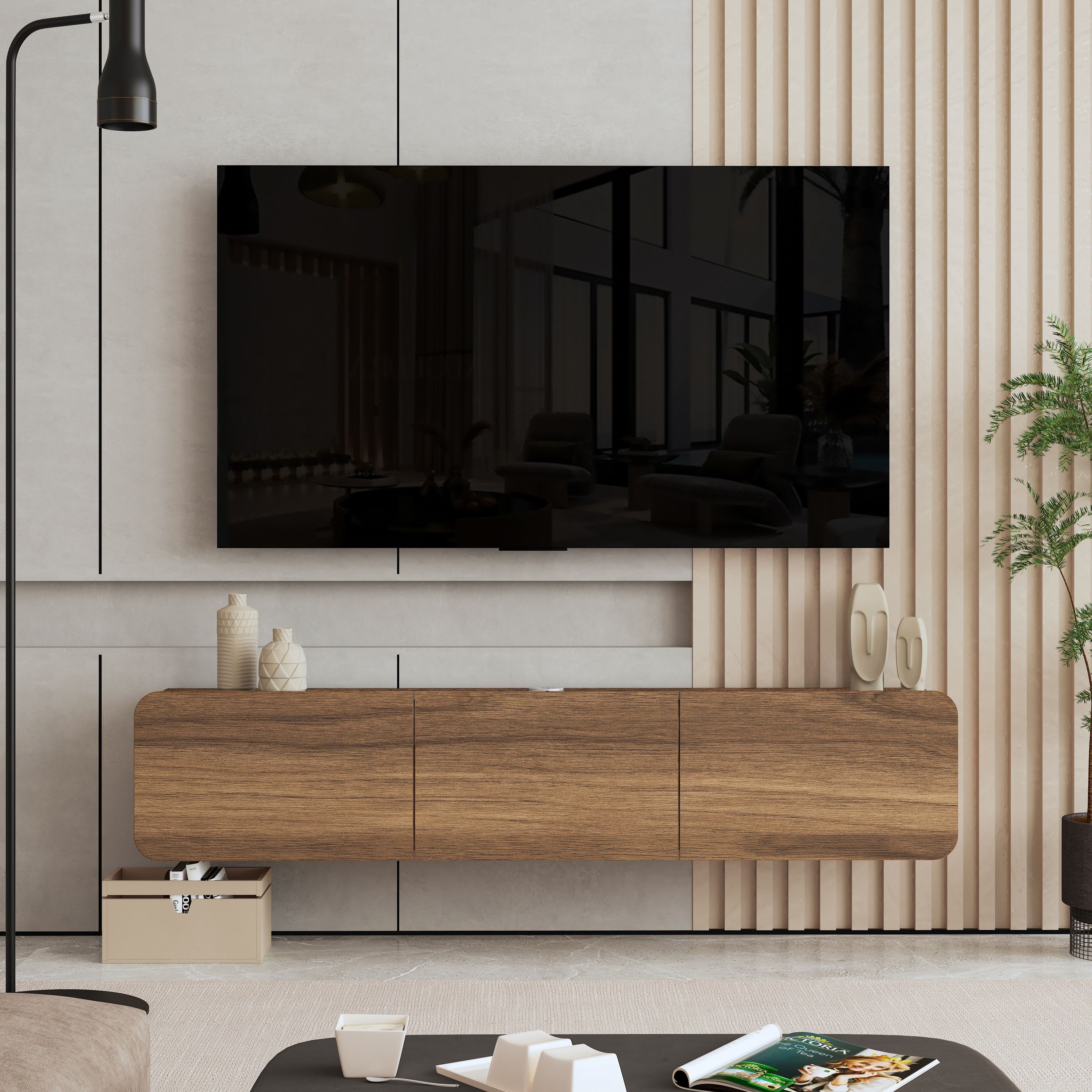 Brandloop Lowboard Brandloop Trois TV-Lowboard hängend 167 cm, Walnussoptik