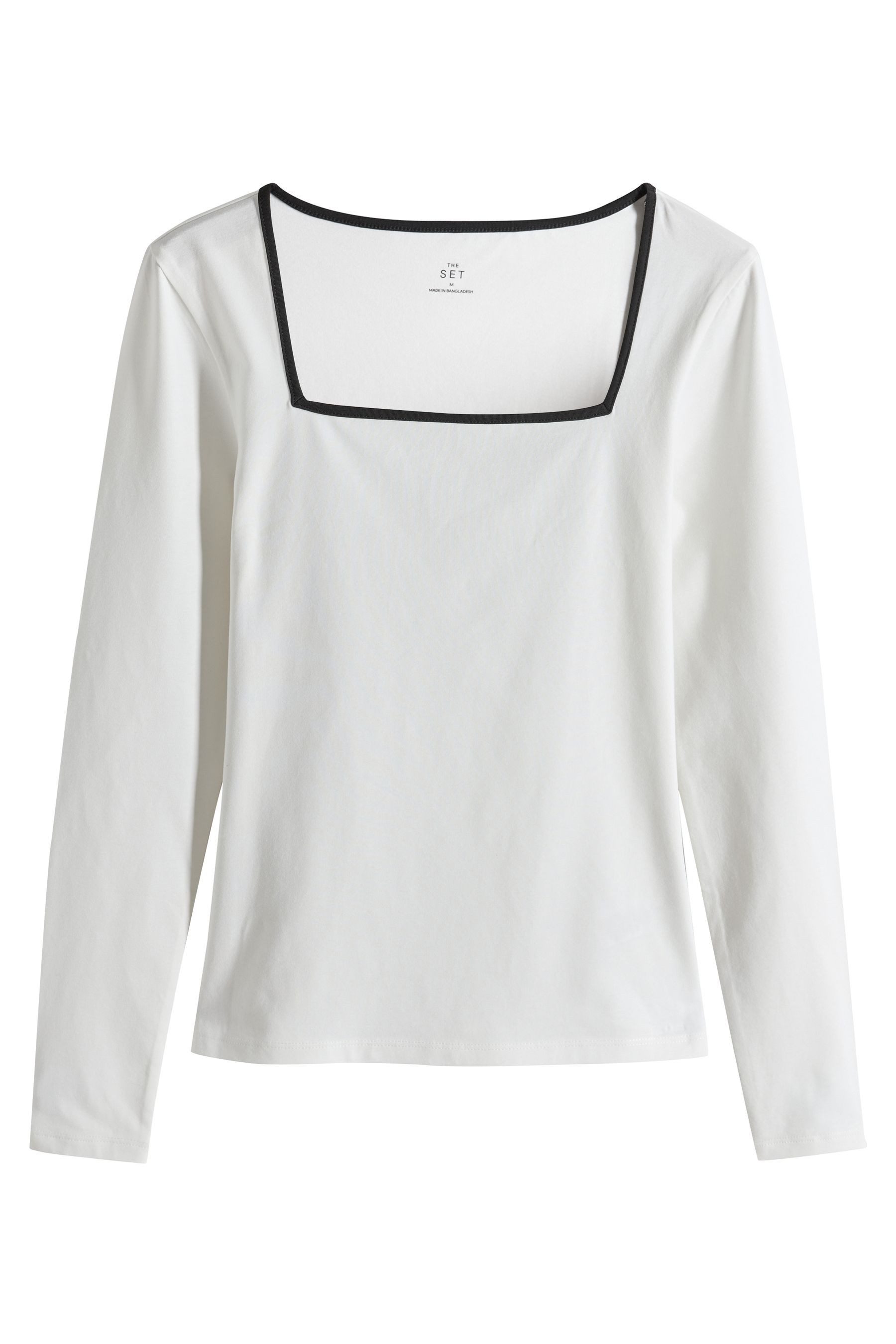 The Set Langarmshirt 3 x The Set Langarmshirts mit eckigem Ausschnitt (3-tlg)